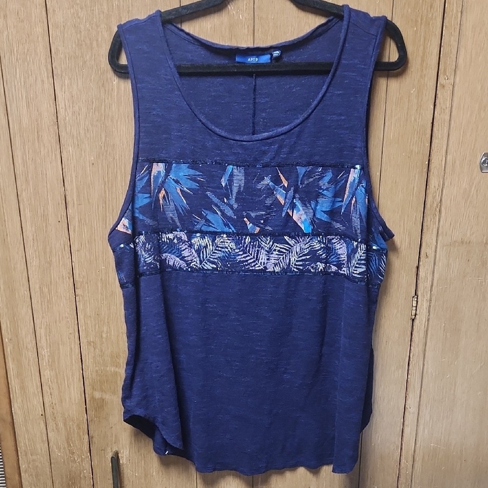 Apt. 9 Blue Graphic Relaxed Tank Top